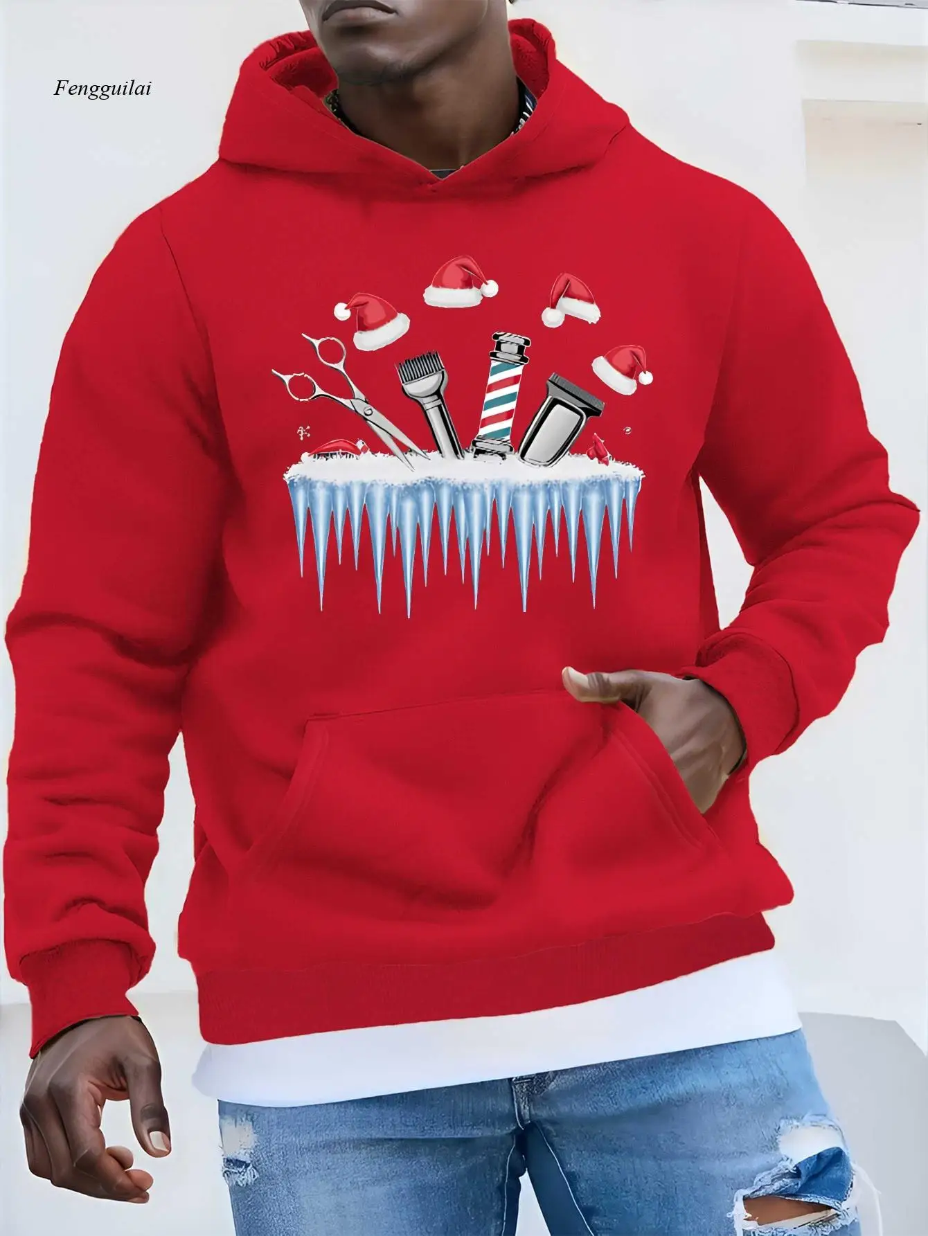 

Толстовка с капюшоном, подарок на Рождество и Новый год, толстовка, повседневный зимний свитер с длинными рукавами и капюшоном, можно стирать в машине