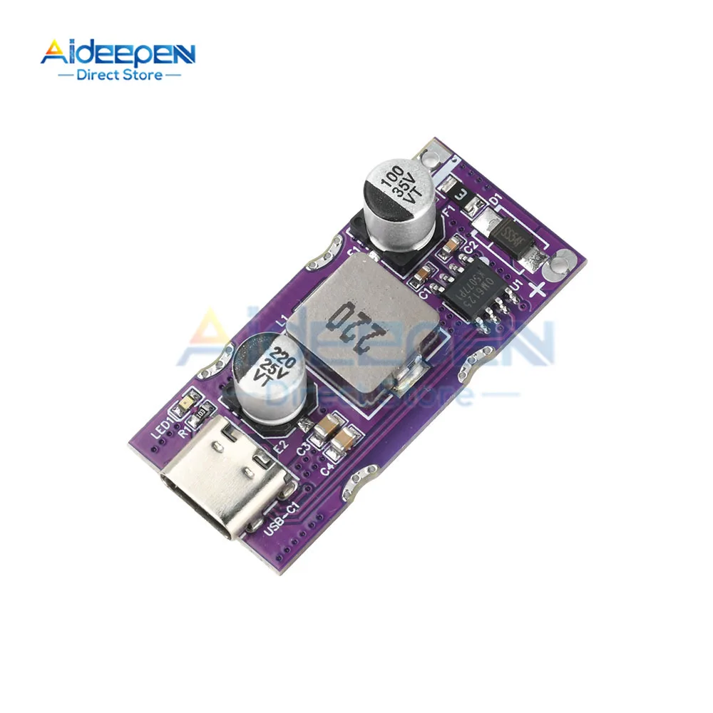 Módulo de carregamento rápido PD63W Tipo-C Interface USB suporta PD3.1 QC2.0/3.0/3.0 FCP/SCP/HVSCP AFC Carregador rápido DC 9-31V