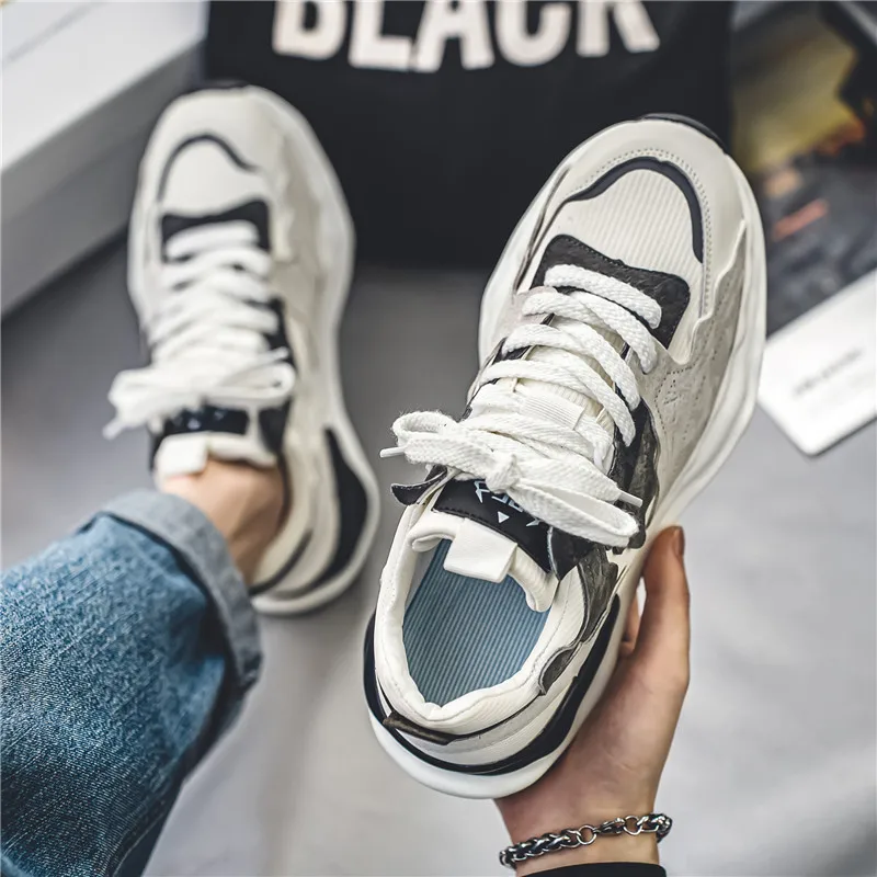 Fashion Designer Men Shoes Dissolve Thick Shoes Casual Sneakers Men Platform Trend  Chunky Sneakers Walking Shoes