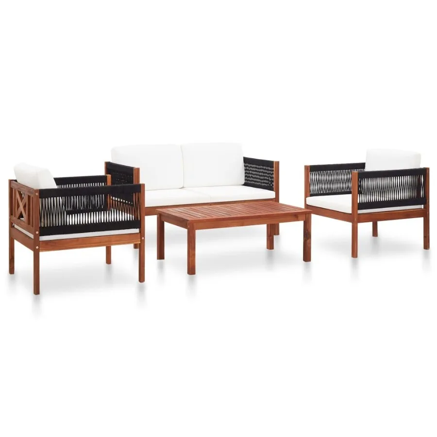 

4 Piece Patio Lounge Set Solid Acacia Wood