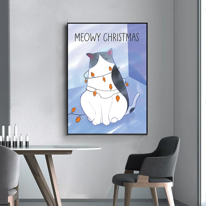 الحد الأدنى قماش الملصقات لطيف كسول القطط مضحك القط المتحمسين الاسترخاء Printss موضة جدار الفن ديكور غرفة المعيشة المنزلي #4