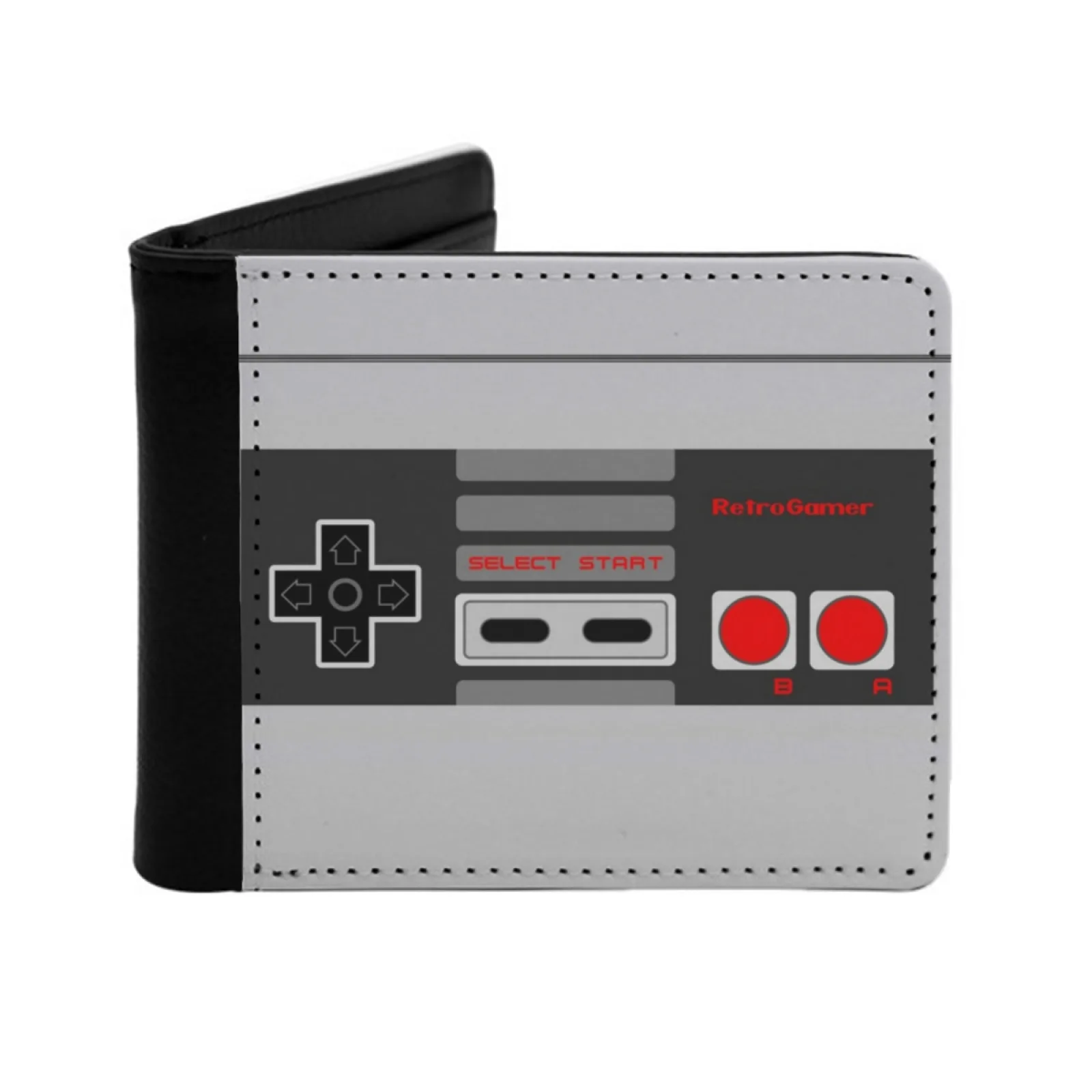 8 Bit Retro Gamer Controller Leather Men Wallets Credit Card Holder Purse Black Wallet 8 Bit Retro 80S 1980S Video Game Gamer