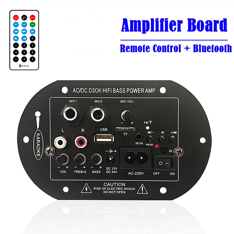 Bluetooth Amplifier Board Car Subwoofer Amplifier Board Dual Microphone Module 12V 24V 220V Audio Amplificador Board