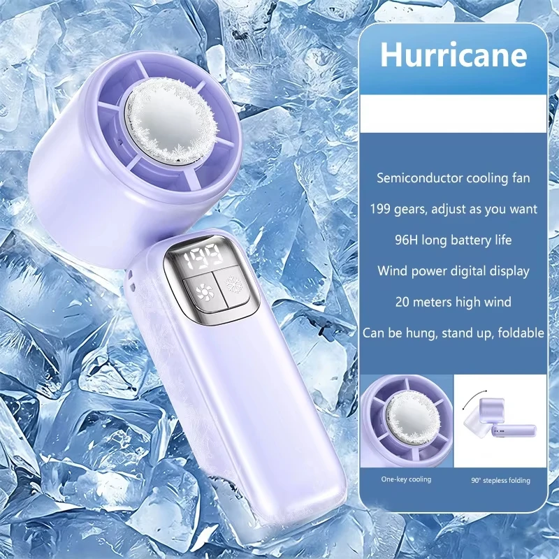 Lenovo 199 Hochgeschwindigkeits-Turbo-Jet-Ice-Kühler-Ventilator, USB-aufladbarer Handventilator mit bürstenlosem Motor für Outdoor, Büro und Reisen