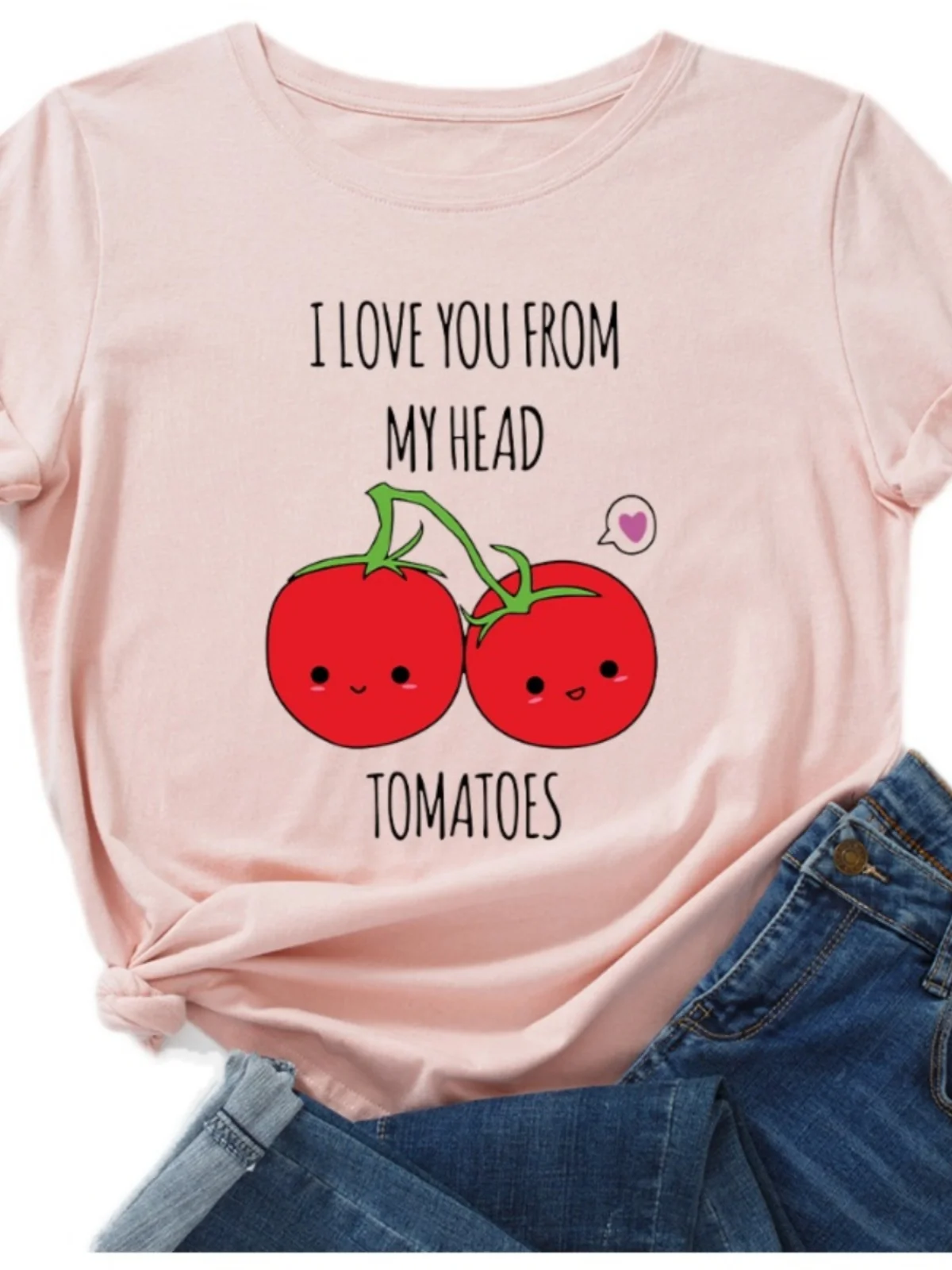 T-shirt da donna in cotone vestibilità ampia ort Sve round Ne stampato Street Sle Summer Faion Abbigliamento casual per giovani adulti