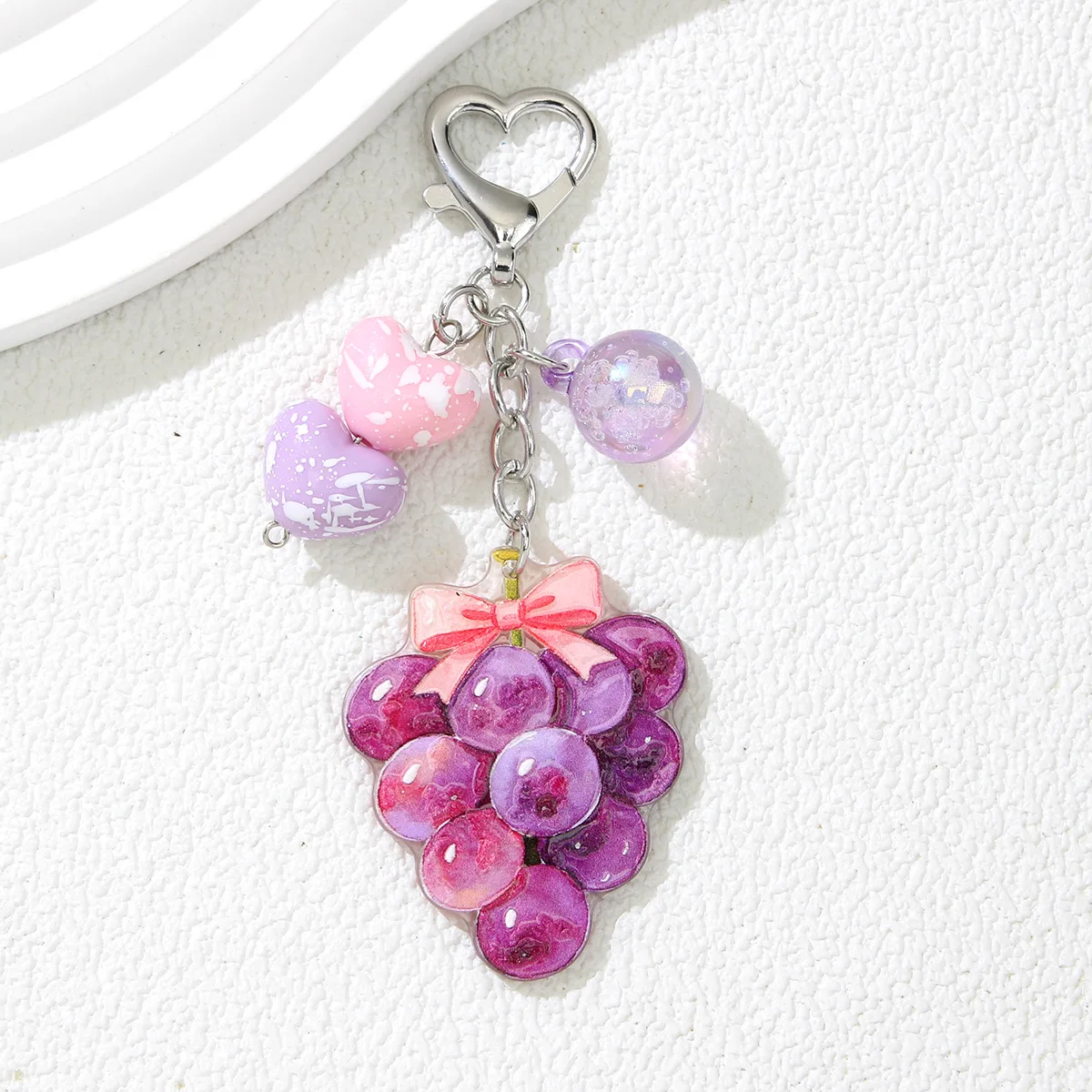 Cute Fruit Keychain Grape Strawberry Cherry Pendant, Kawaii Bag Charms, Couple Gift Car Interior Accessories for Women