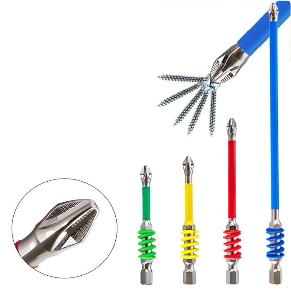 2pc/3pcs Anti-slip Spring Screwdriver Bits Magnetic PH2 Driver Screw 1/4inch Hex Shank Screwdriver Bits 65mm-150mm Bit Tools Set