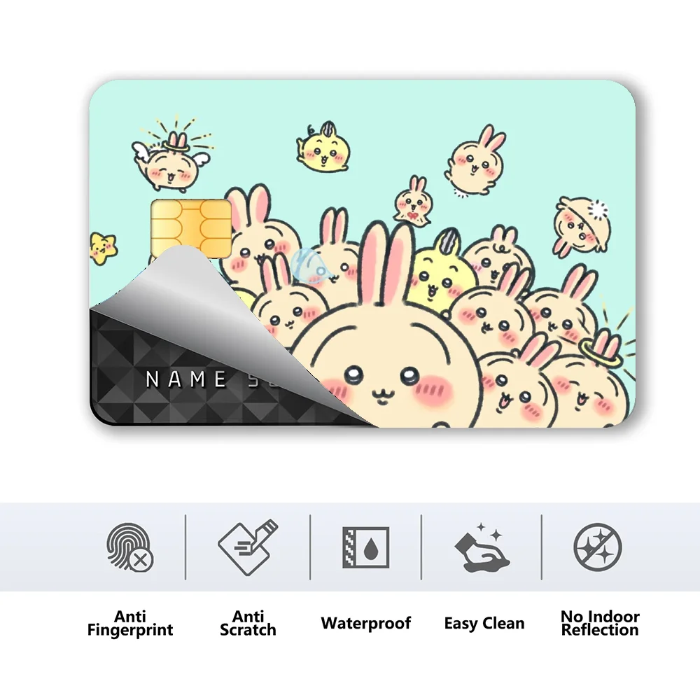 1PC Cute Usagi Cartoon Card Stickers 4pcs PVC Card Skin Stickers for Bank Card Bus Metro Card Case Decorate Gift