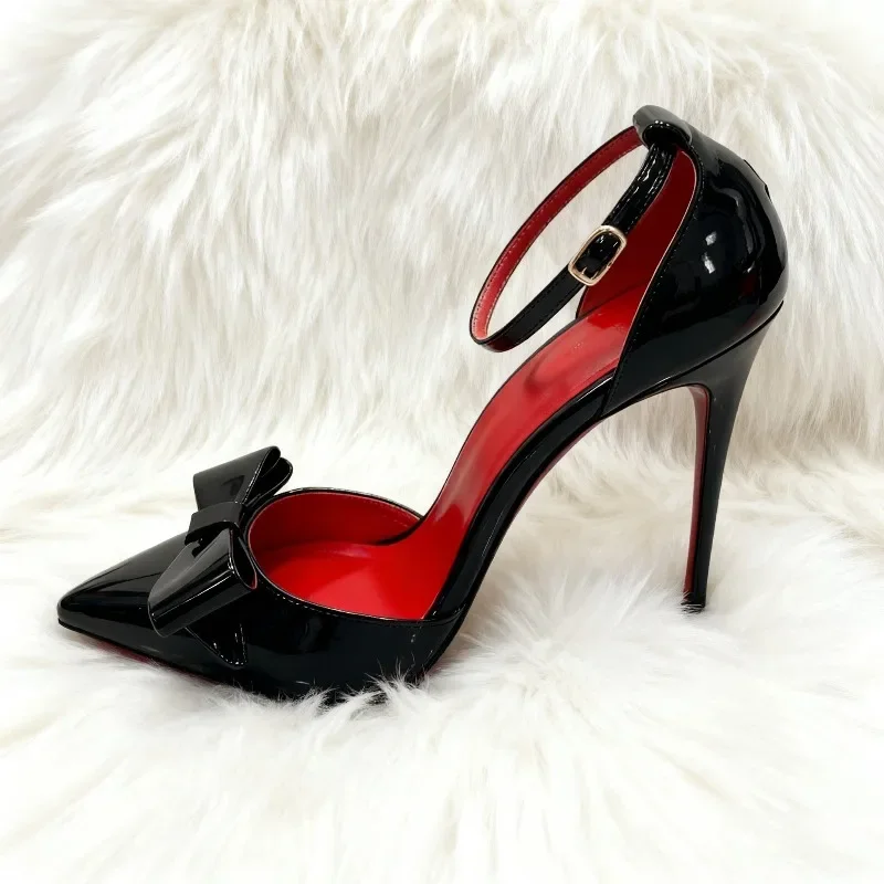 new sexy queen style slim heeled12cm pointed high heels for women, sandals with red lining, French socialite