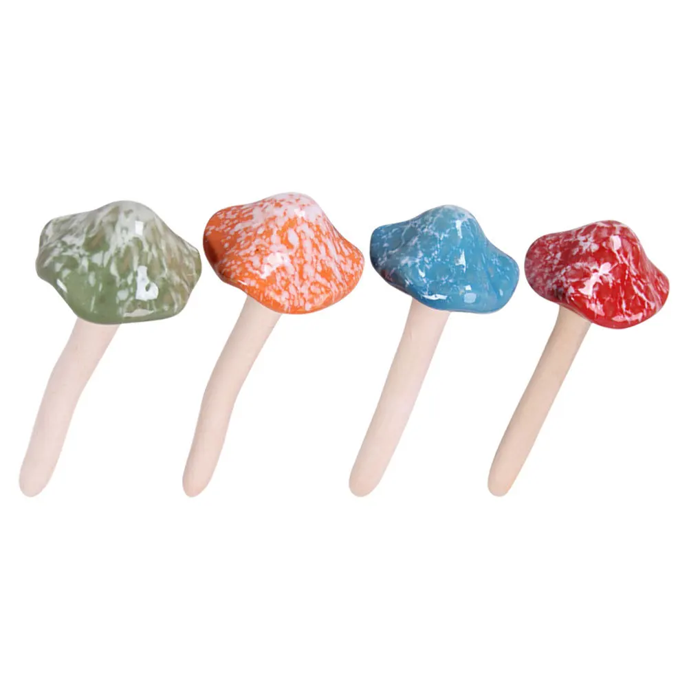 4Pcs Ceramic Mushroom Statues Realistic Mini Tiny Decorations for Garden Home Yard Succulent Pot Micro Landscape