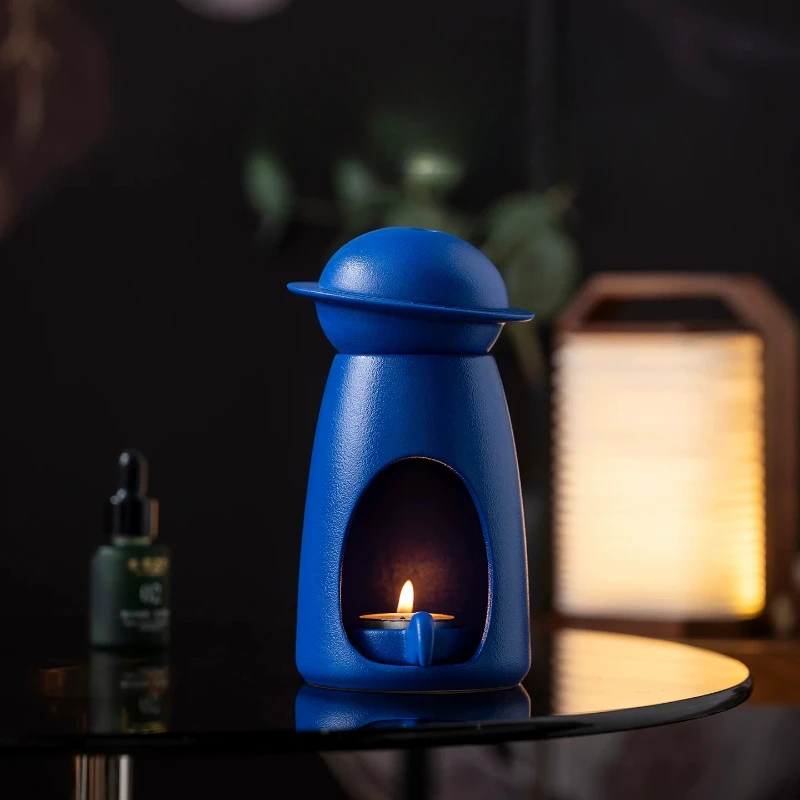 Ceramic Oil Burner, Rustic Candle Aroma Diffuser with a Scratch-Resistant Finish for Decorative Displays in Tea Rooms or Lounges