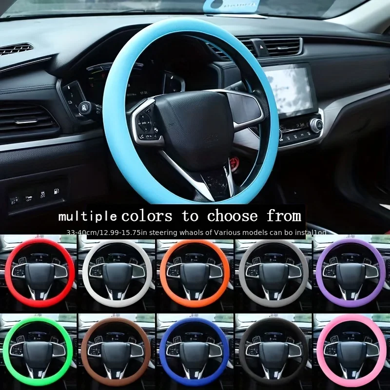 Silicone Steering Wheel Cover for Cars Suitable for All Seasons Multiple Colors with a Non-Slip Thin Design Interior Accessories