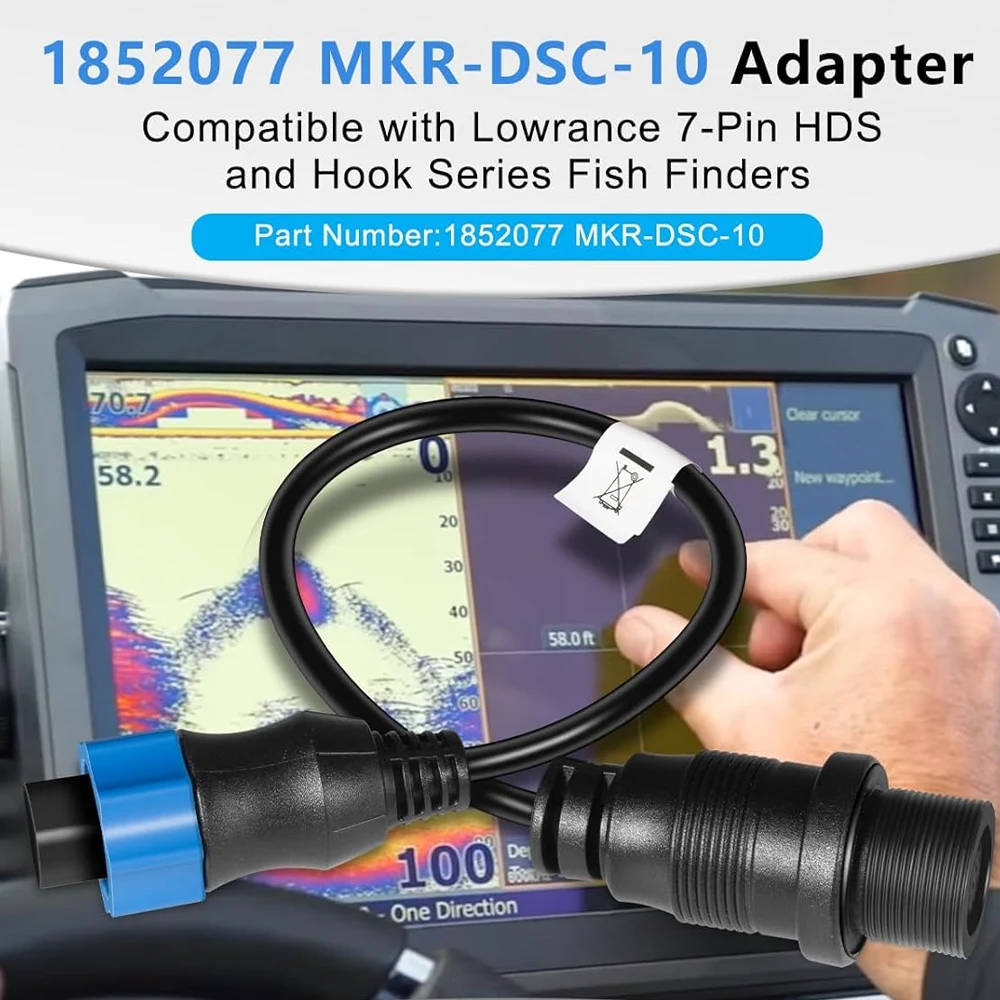 1852077 Dual Spectrum Chirp Adapter Cable/MKR-DSC-10 Compatible with Lowrance 7-Pin Transducer, HDS & Hook Series Fish Finders