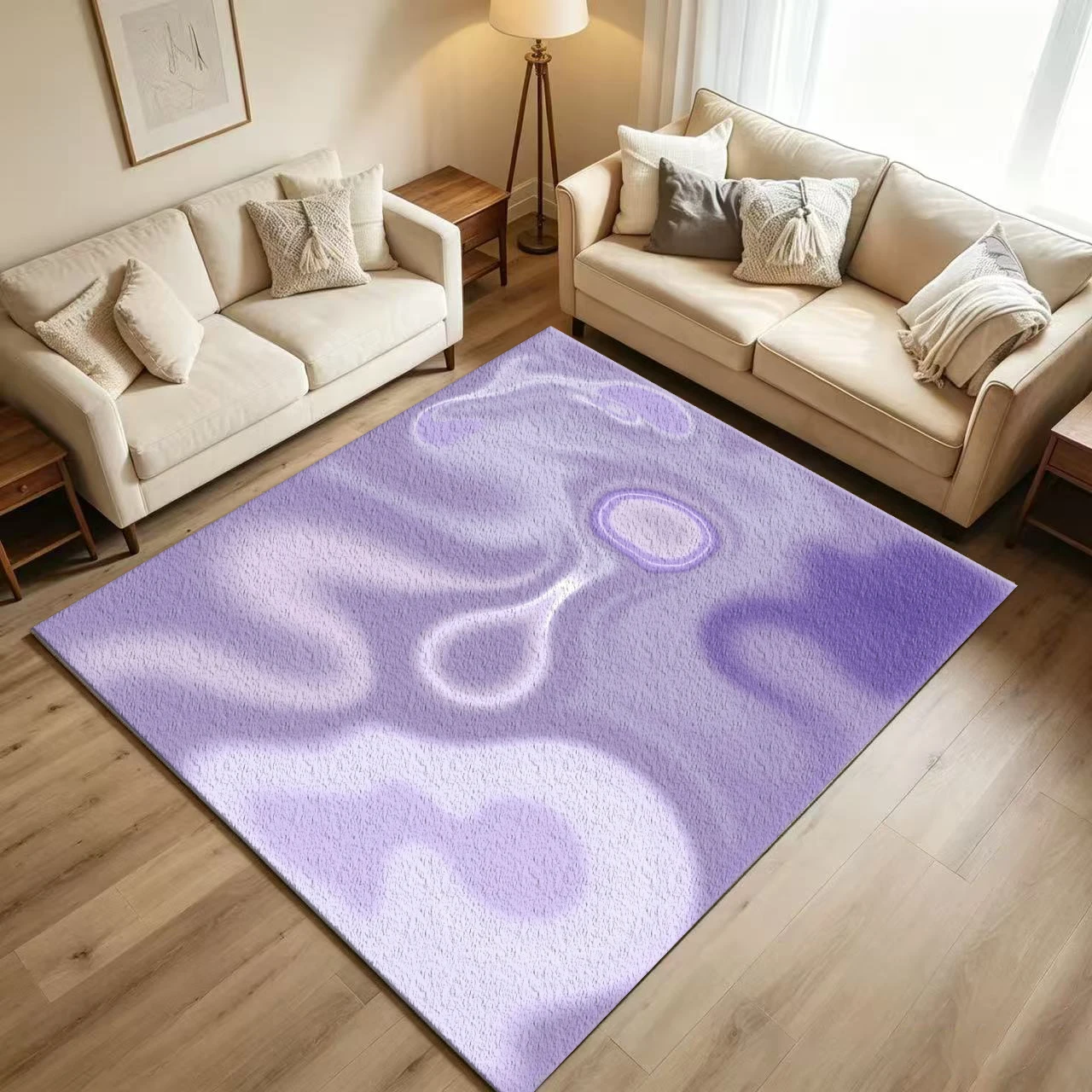 Purple Liquid Marble Swirl Abstract Carpet Flooring Modern Soft Home Area Rug