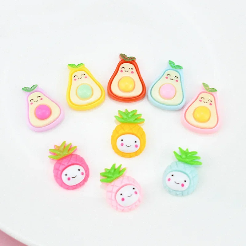 20pcs Resin accessories fruit Pineapple, avocado flat back Embellishments scrapbook Kawai DIY decorative accessories -