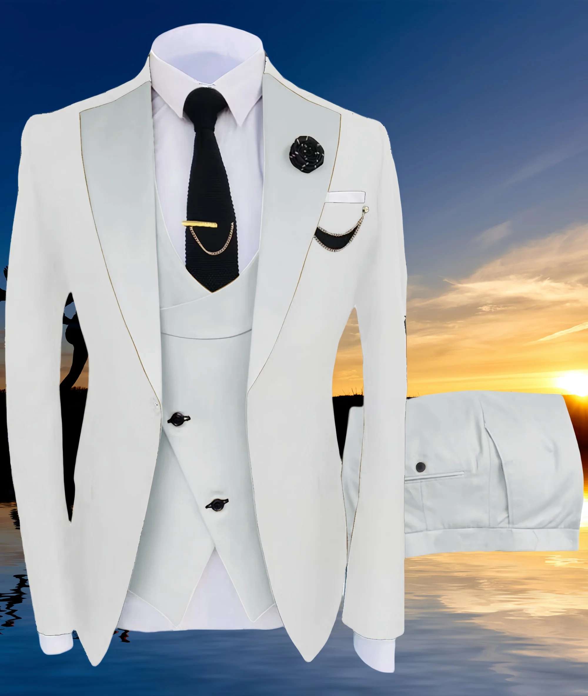 

Fashion New Men's Suit 2024 Peak Lapel Slim Fit Casual Tuxedos Groom Tailor Made 3 Pieces(Blazer+Pants+Vest)Elegant suit for men