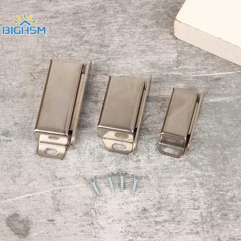 สแตนเลสสตีลประตูแม่เหล็กจับ Strong Heavy Duty ตู้แม่เหล็กตู้ครัวจับแม่เหล็กสลักสําหรับประตูตู้