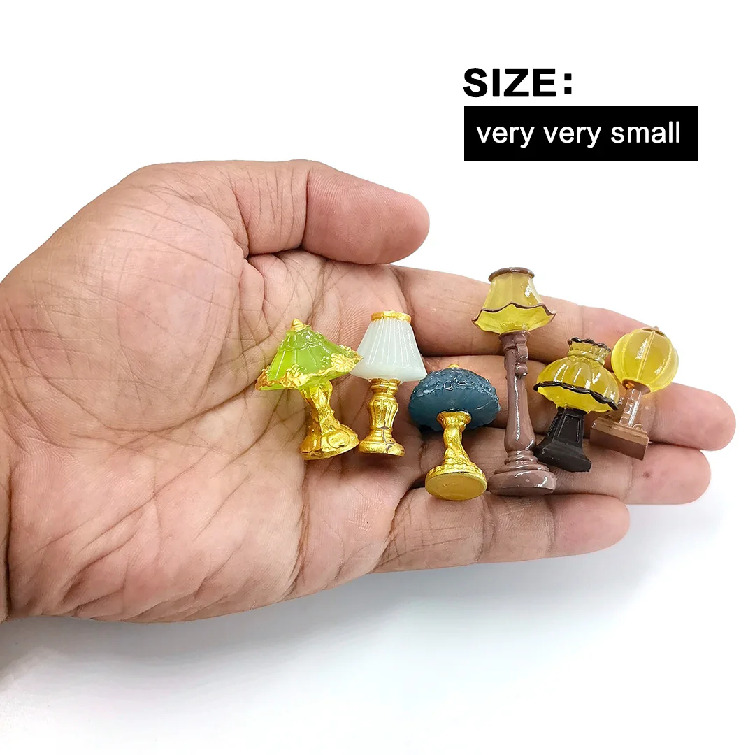 3pcs New European Retro Style Mini Desk Reading Table Lamp Figurine DIY Home Decor Miniature Fairy Garden Decoration Accessories