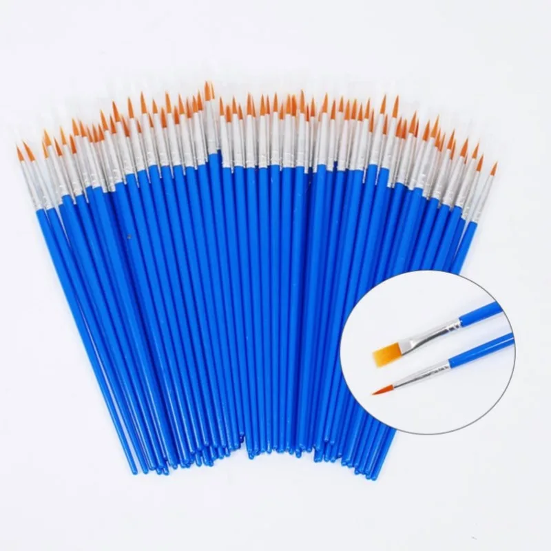 

100Pcs/Set Fine Thin Hook Line Flat Nylon Pen Paint Brush Drawing Art Watercolor Art Supplies Painting