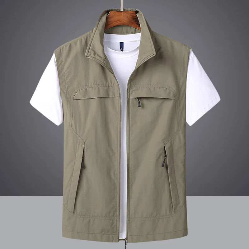 Quality Men Outdoor Waistcoat Summer Vest Multi-Pocket Light Waterproof Mesh Photography Fishing Camping Cargo Sleeveless Jacket