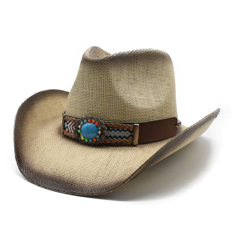 Cross-border Hot Sale Western Cowboy Hat Sun-proof Spray Paint Men And Women Outdoor Sun-proof Hat Style Straw Hat