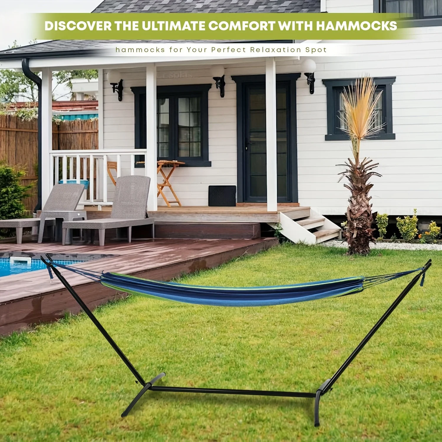 Two-person Hammock with Space-saving Steel Stand (450-pound Weight Capacity—includes A High-quality Carrying Bag);
