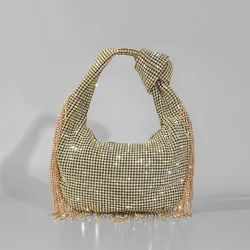 Moda nappa strass borse da donna Designer borse a mano con manico annodato diamanti di lusso borse da sera per feste Lady Clucth Bags