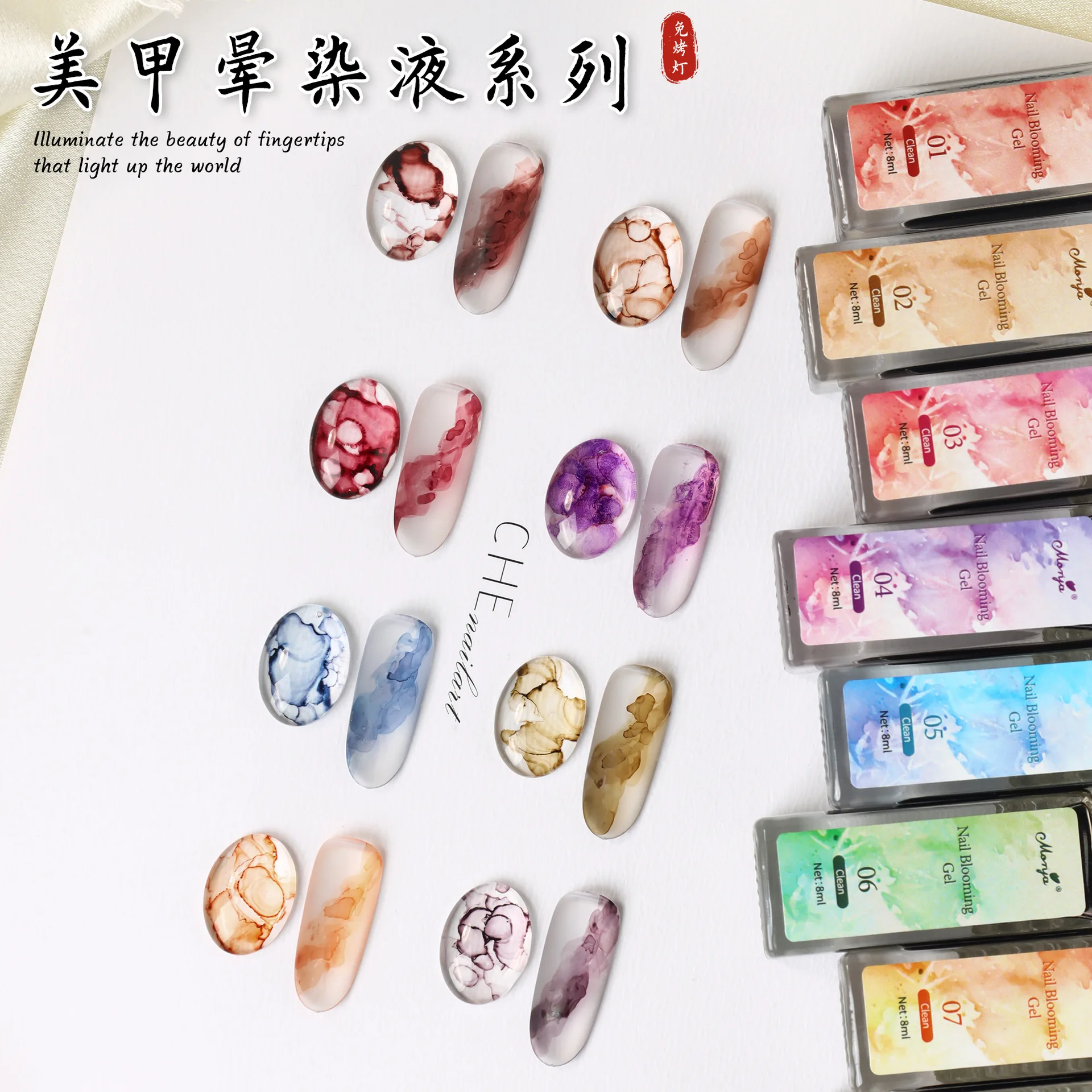 

8 Colors/set 8Ml Oriental Wind Nail Halo Dye Nail Gel Kit Only Water Ink Marble Pattern Gradients Manicure Salon Accesorios
