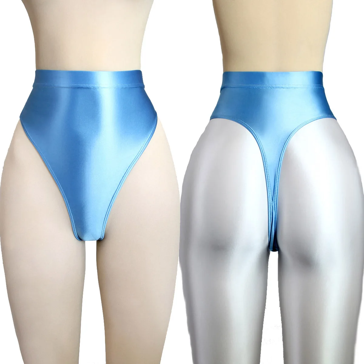 MJINM Sexy Glitter Elastic Short Pants High-rise High-split T-buttock Trangle Briefs Yoga Fitness Gymnastic Underwear Underpants