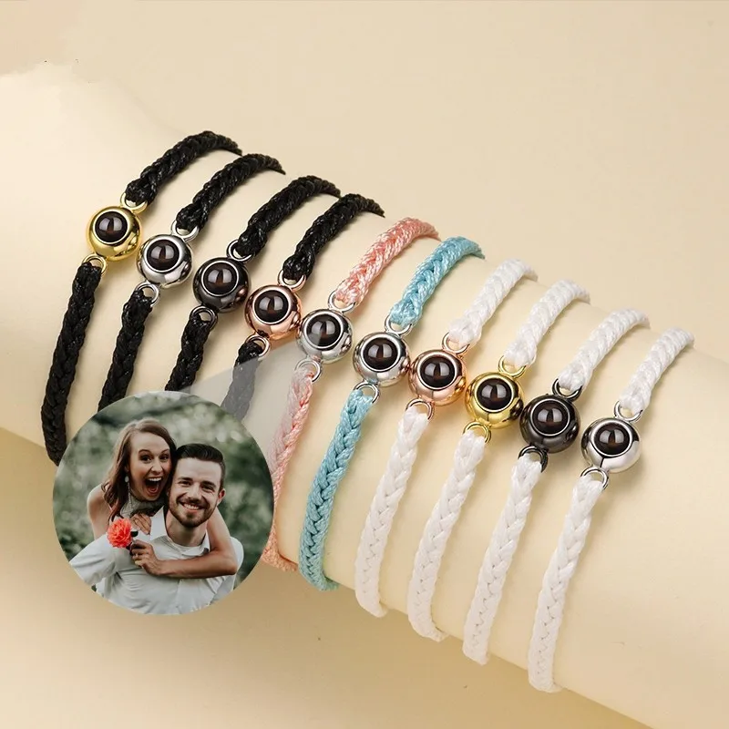 

Custom Bracelets with Pictures Personalized Projection Bracelets Photos Personalized Rope Jewelry Gift for Him Her on Christmas