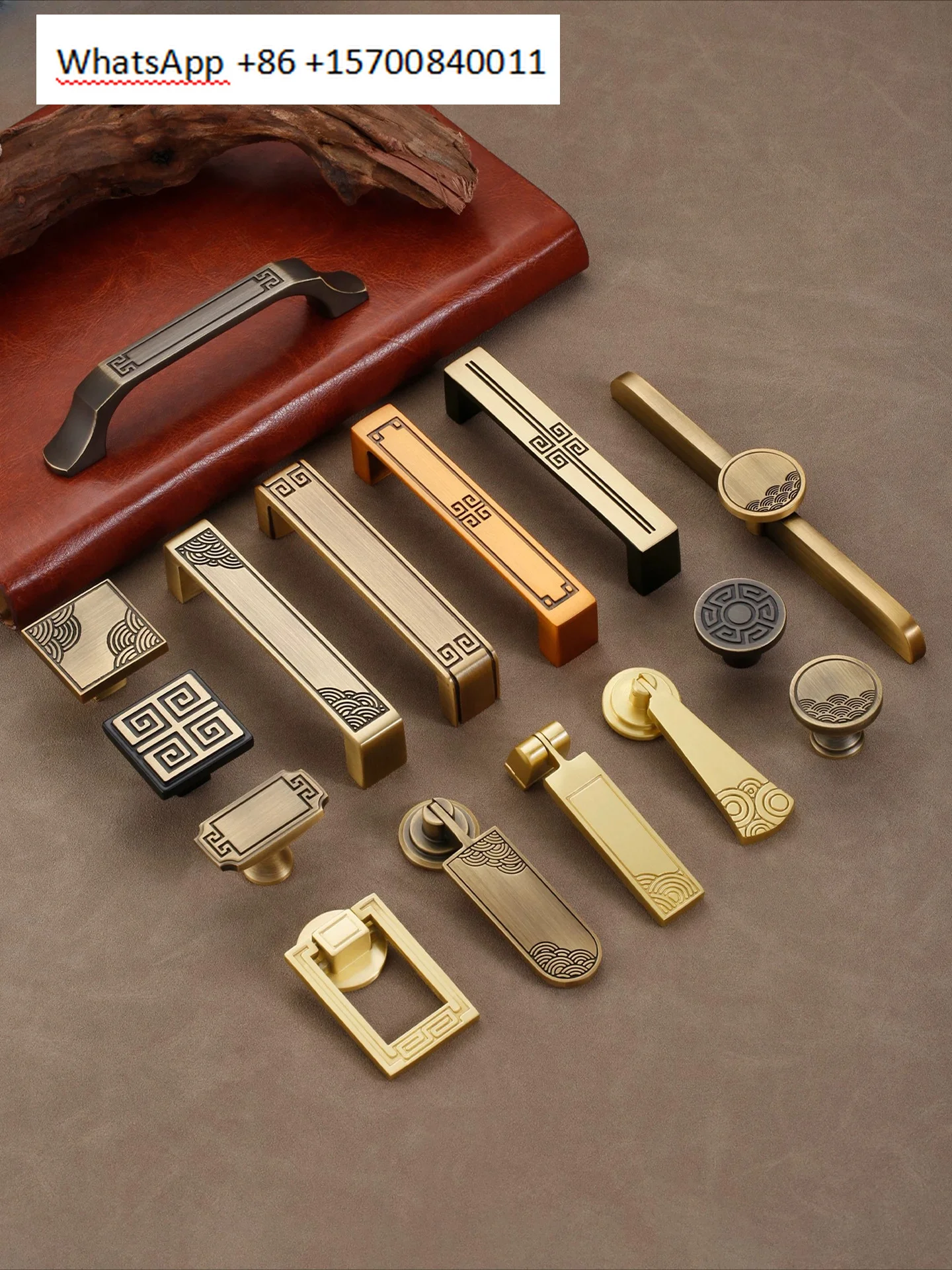 Medieval brass handle New Chinese retro furniture Wardrobe drawer handle Antique Song's aesthetic cabinet door handle