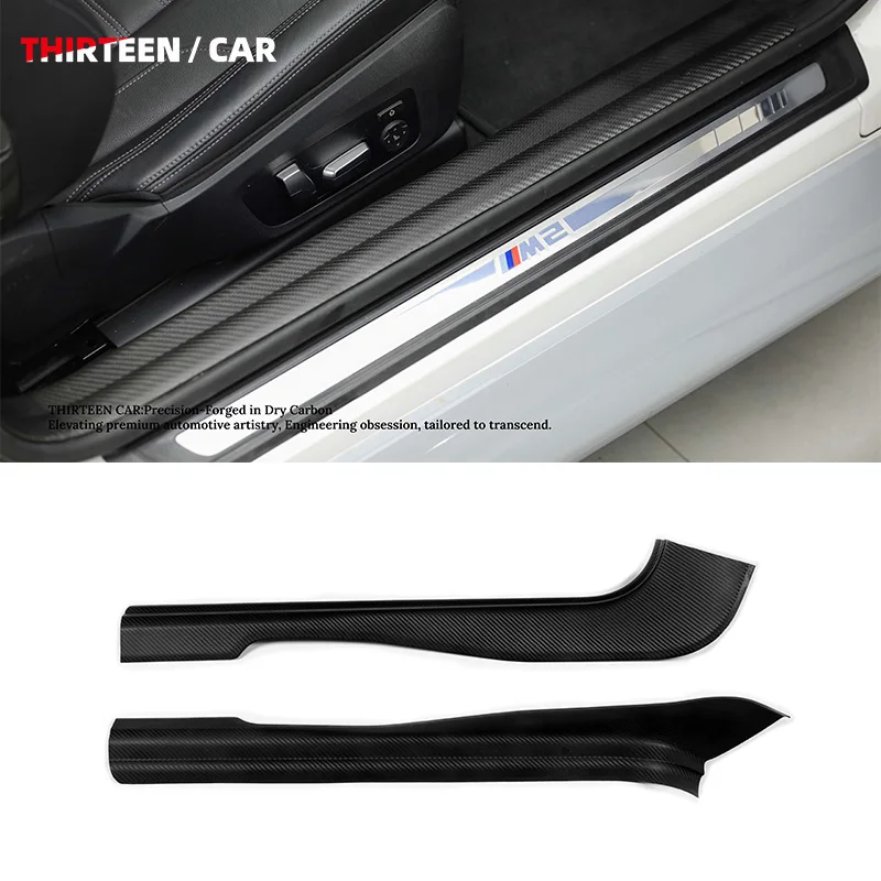 Real Dry Carbon Fiber Scuff Threshold Plate Cover Door Sill Trims for BMW M2 G87 G42 2 Series Coupe 2023-2025