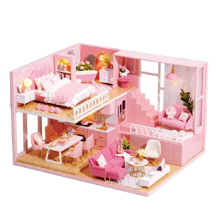 日曜大工の木製ドールハウス,クリエイティブな木製のおもちゃキット