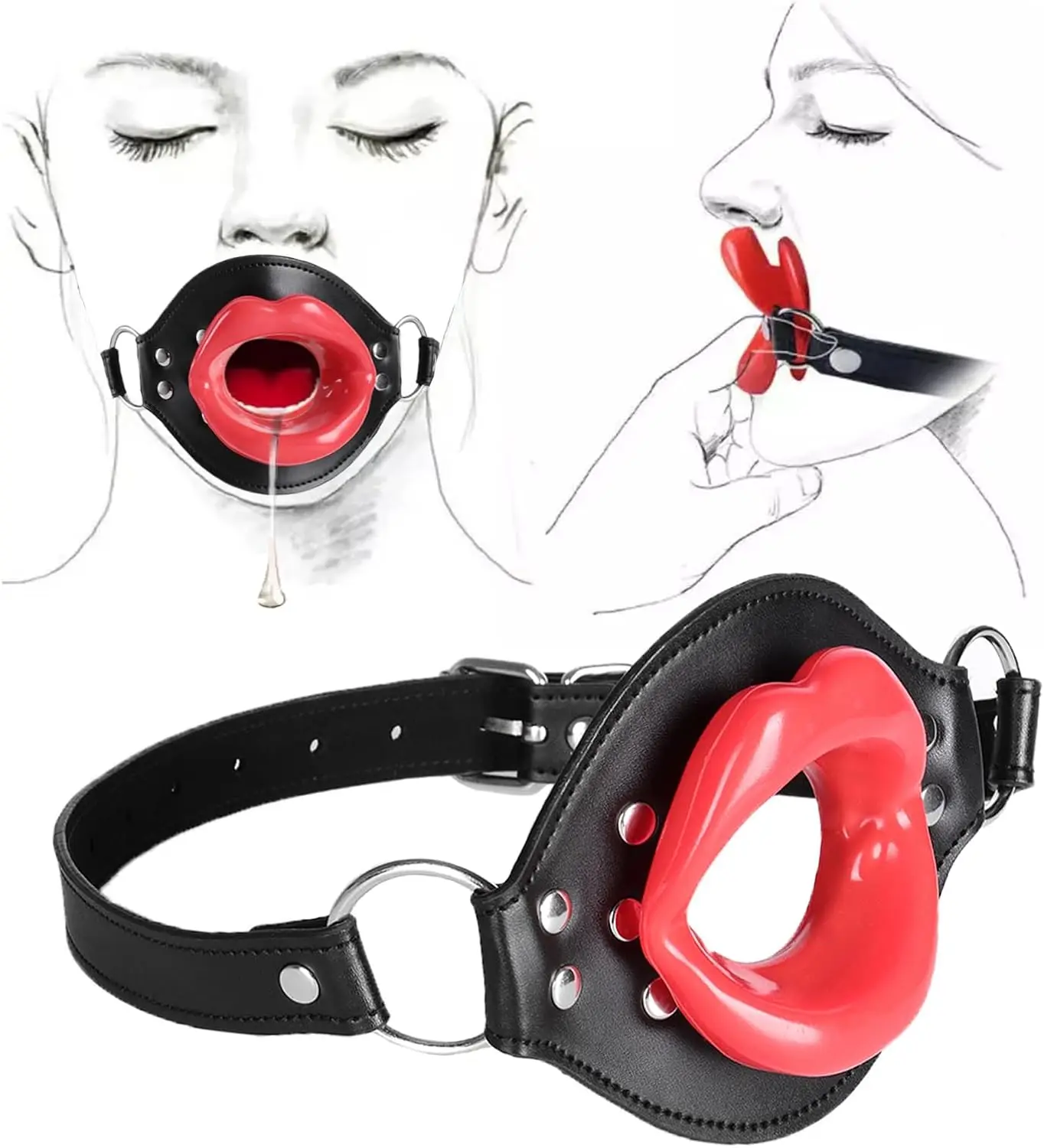 Silicone Mordaça Bola de Mordida para Adultos, Boca Aberta Mordaça, O Anel Aberto, Lábios Sexy, Restrições Escravo, Fetish Muzzles