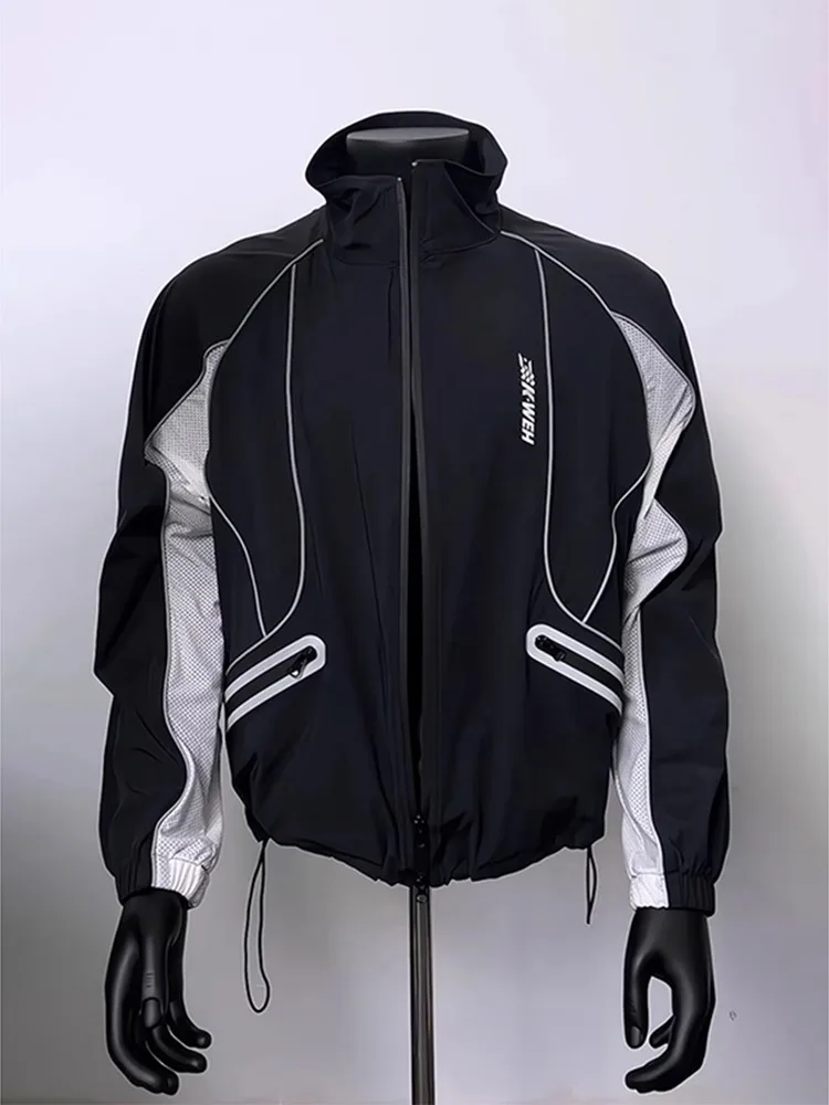 

Bla UV Protection Ice Silk Qui Dry Sports Jaet Men's Summer Stand Collar Workwear American Sle Windbreaker Anti UV