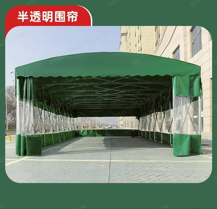 Rainproof Telescopic Push Pull Canopy Mobile Warehouse Stall Tent Electric Parking Shelter