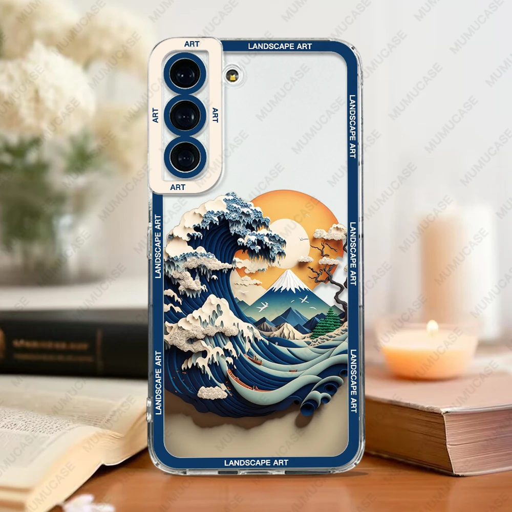 Case For Samsung Galaxy S24 S20 S21 FE S22 Plus S23 Ultra A22 A54 5G Soft Cover Landscape Art