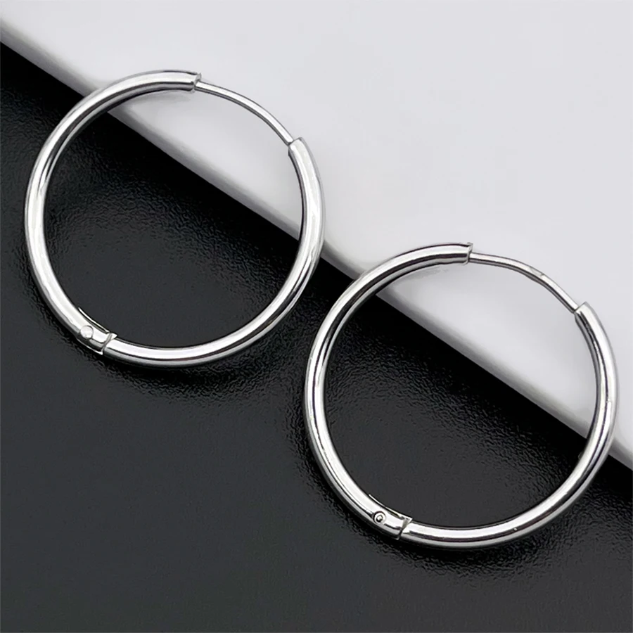 3 Pairs/6 Pairs Stainless Steel Round Hoop Earrings Set Hypoallergenic Earrings Neutral Black Steel Gold White Small Hoops