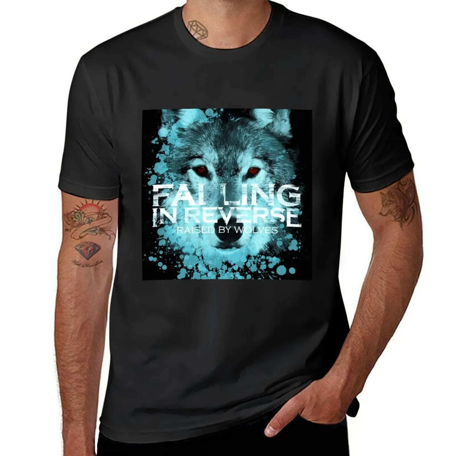 Falling In Reverse raised by wolves T-Shirt anime clothes oversized blacks plus size tops t shirts for men pack