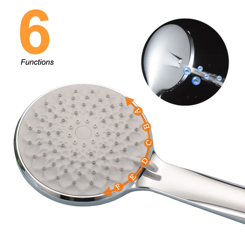 

Source Factory New American and European Handheld Shower ABS Electroplating 6 Functions 6 Gears Pressurized Shower Head Set