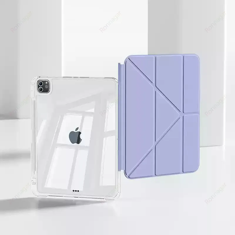 Detachable Y-Fold Case For iPad 11th A16 10th 2025 Air11 M4 M3 Air4 5 10.9'' Shockproof Clear Cover Slide Rail iPad 9 8 7 10.2''