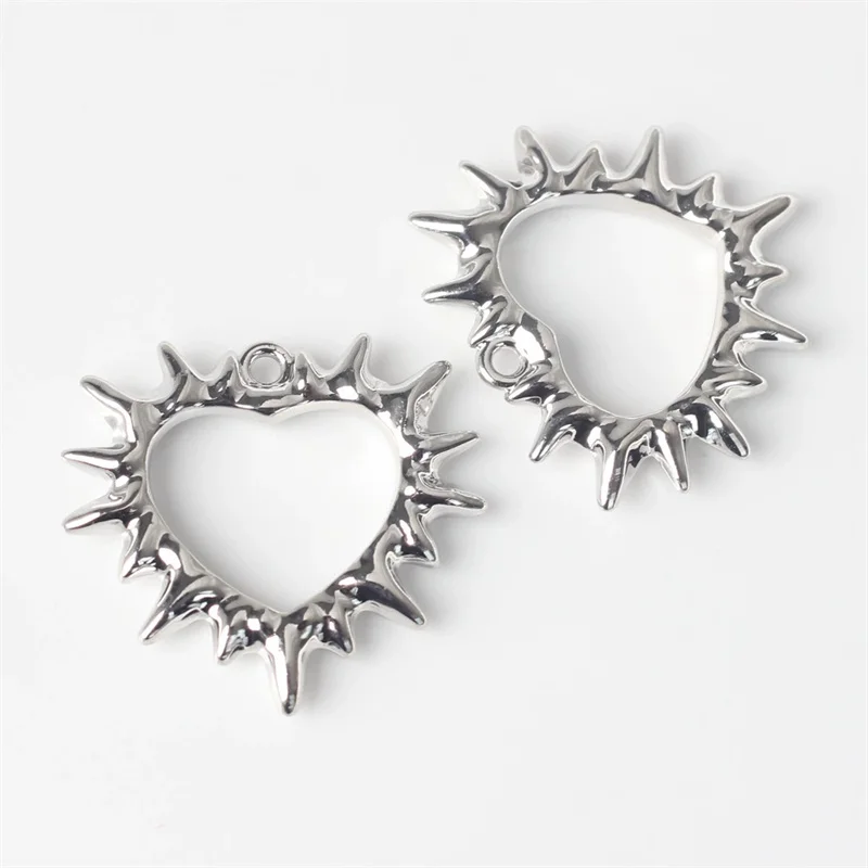 10pcs Handmade Love Heart Shape Pendants Golden Color Hollow Alloy Pendant Charms Diy Necklace Earrings Jewelry Making Findings