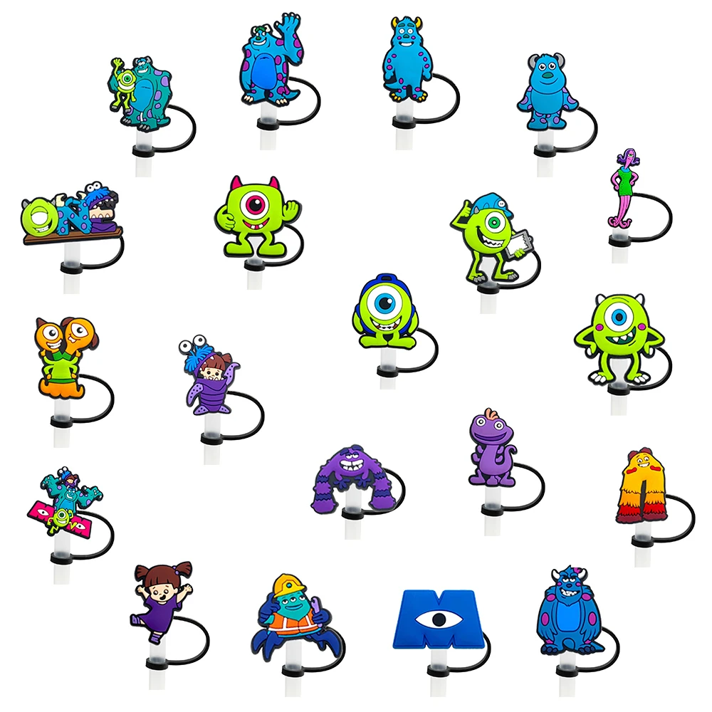 Tapa de cubierta de paja de la Universidad de Monsters para accesorios de taza de vidrio de tapa de polvo reutilizable para beber, cubierta de paja de silicona de 10mm