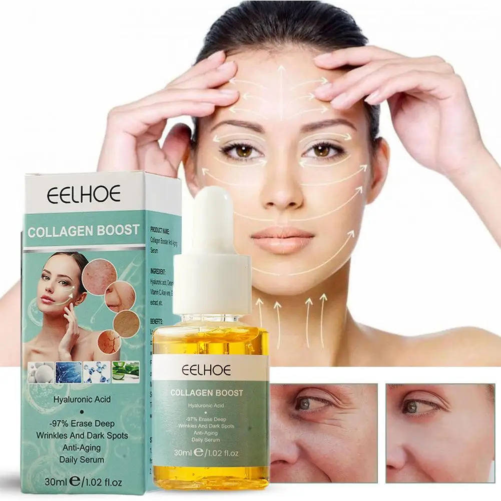 Eelhoe 30ml Advanced Collagen Boost Anti Aging Serum Serum Acne Face Essence Product Wrinkles Reduces Care Skin T3b4