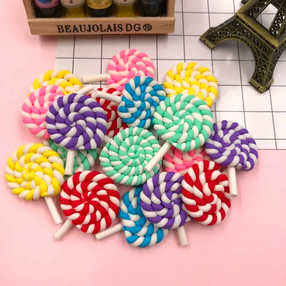 10 قطعة جديد قادم حار Kawaii مصغرة الطين قوس قزح مصاصة ، لتزيين الهاتف ، صناعة الحرف اليدوية ، سكرابوكينغ DIY بها بنفسك #5