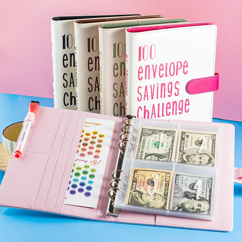 

A5 Loose-leaf Ledger 100-day Challenge Savings Book Cash Dollar Collection Book New Banknotes Couple Savings Book Savings Book