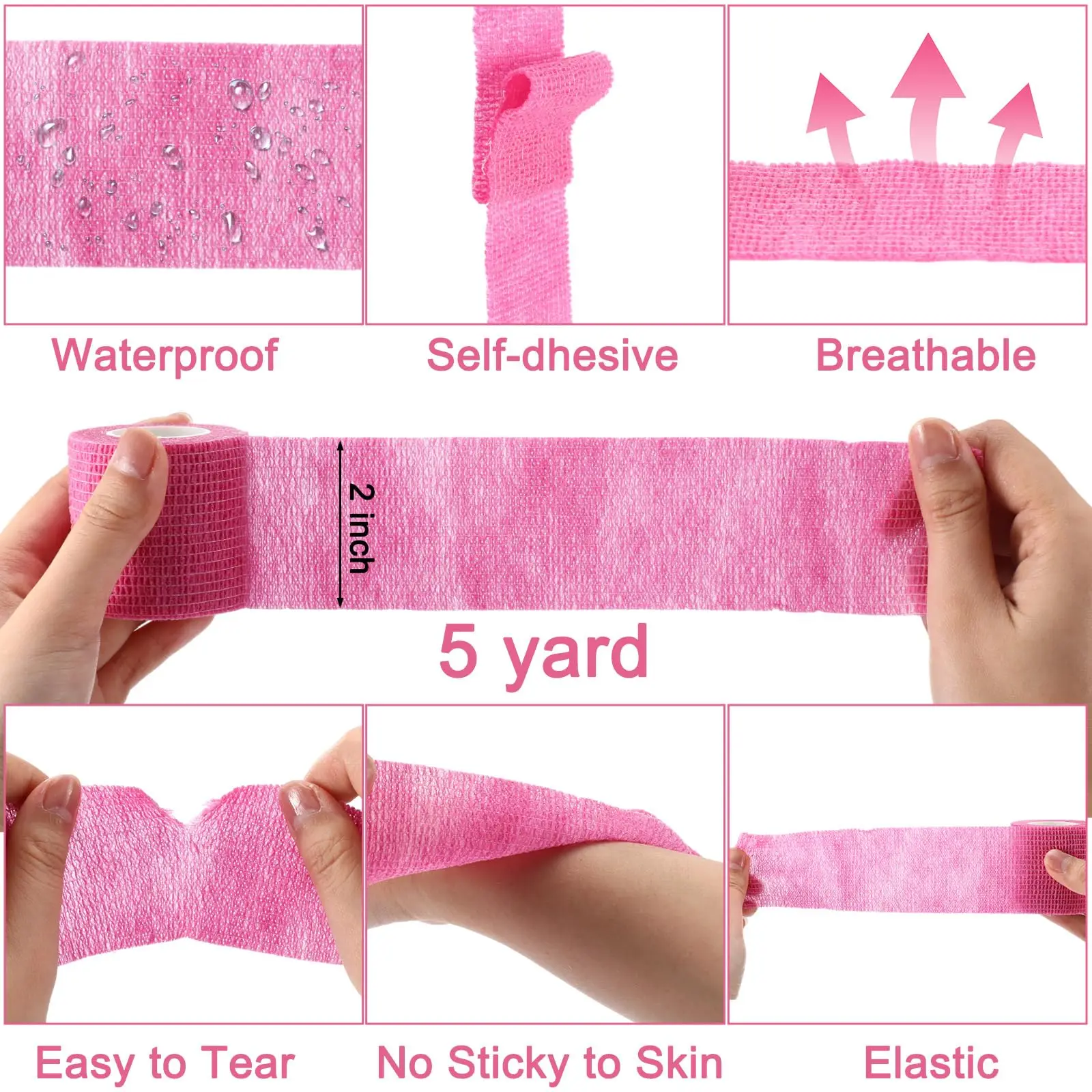 48/24/12/6/3 Pink Tattoo Grip Bandage Cover Wraps Tapes Nonwoven Waterproof Self Adhesive Finger Protection Tattoo Accessories