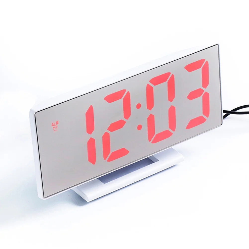 

Large Screen Mute Alarm LED Display Digital Bedside Clock Temperature Function Slim Modern Mirror Clock for Desk