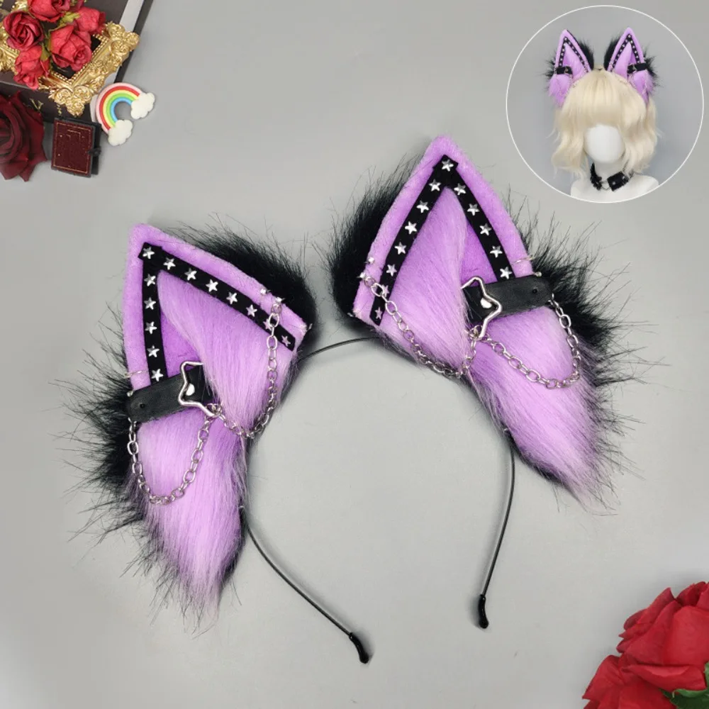 Practical Animal Cat Ears Headband Y2K Artificial Gothic Headband Reusable Punk-style Animal Ear Headpiece Adults