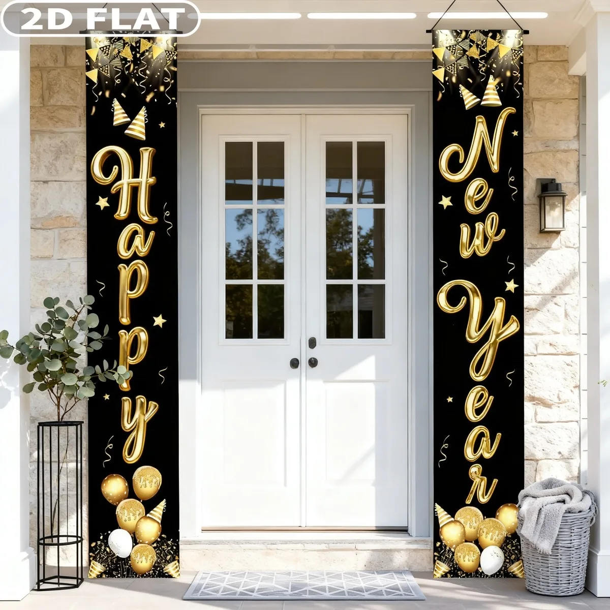 

1pair Happy New Year Party Porch Banners - 72x12 Inch | Happy New Year Banner For Decorations 2026 | New Years